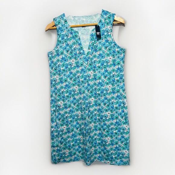 Lands' End Dresses & Skirts - Lands’ End Women’s Sleeveless Floral Shift Dress Size S 6-8 Aqua Blue